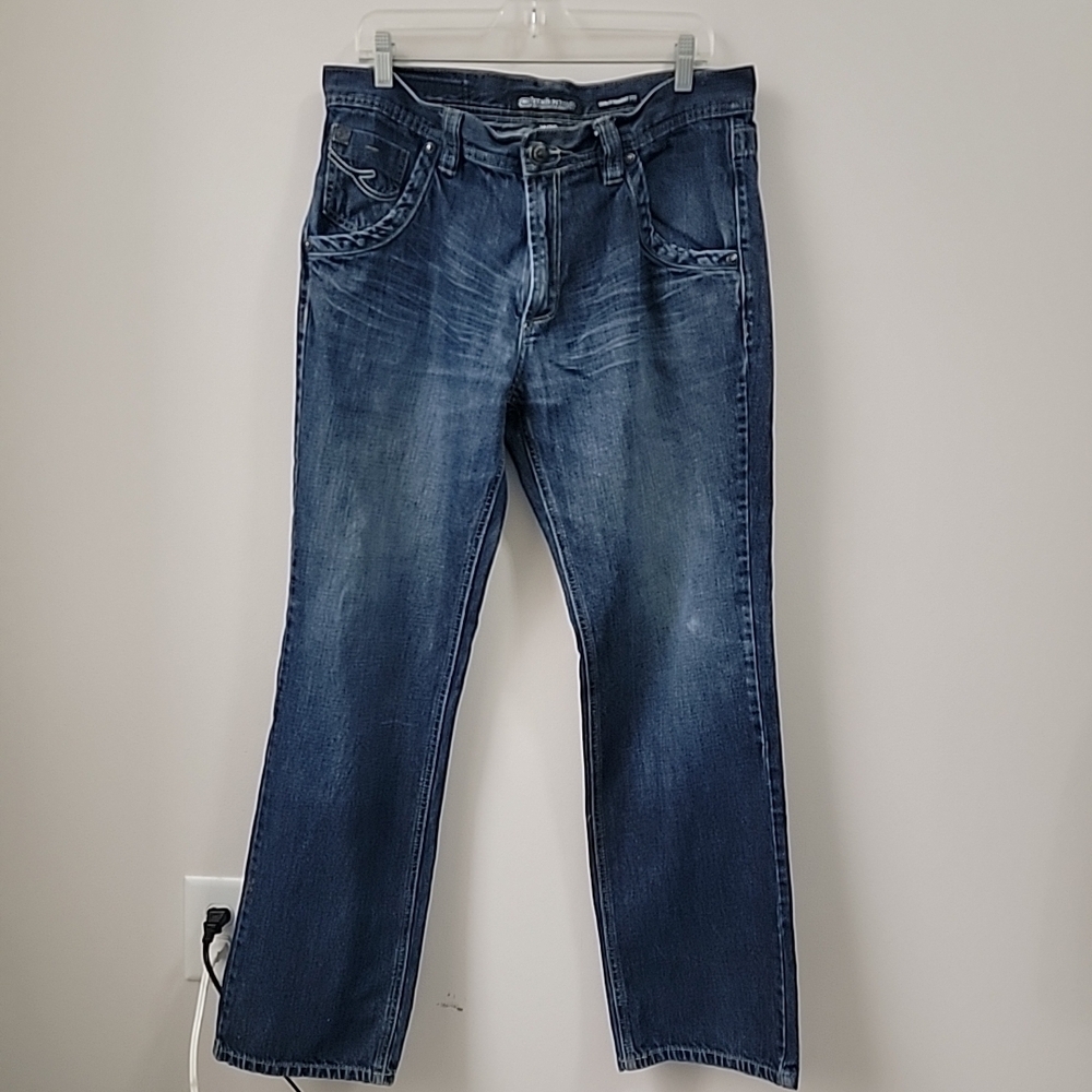 Ecko Unltd. Men's Relaxed Fit Jeans 36x32 Distressed Blue Denim